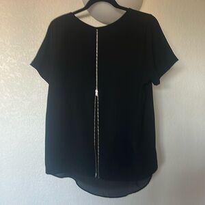 Zip up Black Blouse from Les Lis